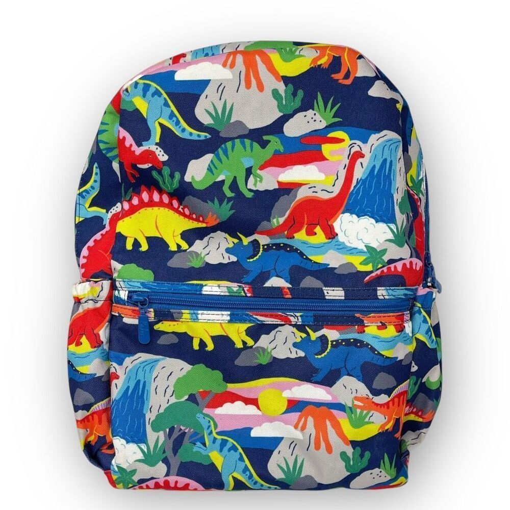 Mini Boden Small Child Backpack Bag Blue Green Red Dinosaur Print Used Preowned